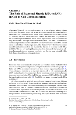 The Role of Exosomal Shuttle RNA (esRNA) in Cell-to