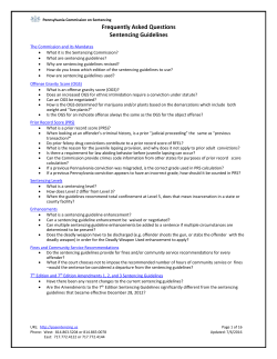 Frequently Asked Questions Sentencing Guidelines