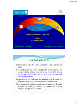 3-BCH201_Carbohydrates - KSU Faculty Member websites