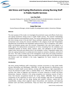 Job Stress and Coping Mechanisms among Nursing Staff