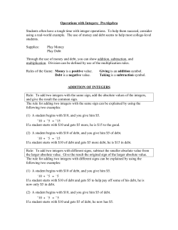 Operations with Integers: PreAlgebra Students often have a tough