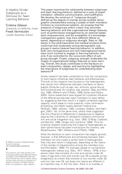 A Healthy Divide: Subgroups as a Stimulus for Team Learning