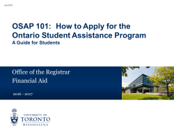 OSAP Application - University of Toronto Mississauga