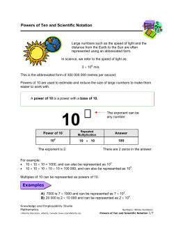 Powers of Ten and Scientific Notation
