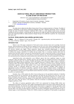agricultural policy and wheat production: a case study of pakistan