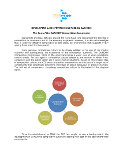 DEVELOPING A COMPETITION CULTURE IN CARICOM The Role