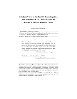 Subaltern Voices In The Trail Of Tears