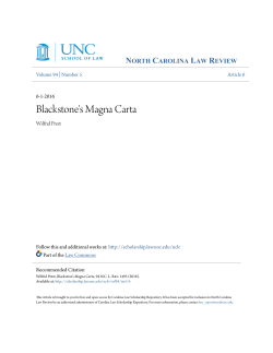 Blackstone`s Magna Carta - Carolina Law Scholarship Repository