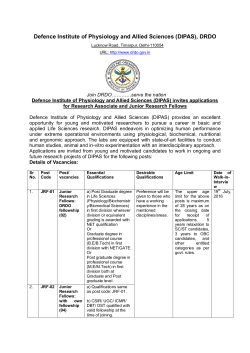 Walk in Interview for Junior Research Fellow and Research