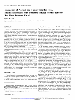 Interaction of Normal and Tumor Transfer RNA