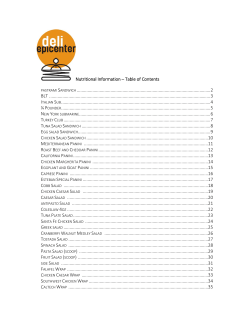 Nutritional Information – Table of Contents PASTRAMI SANDWICH