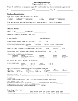 Migraine Medical History Form