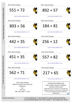 Place Value Strategy - Mastery Learning Group