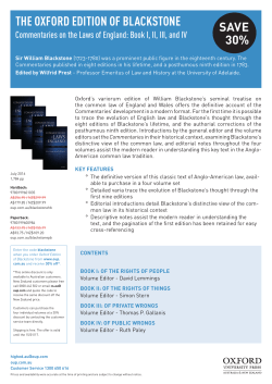 the oxford edition of blackstone - The Francis Forbes Society For