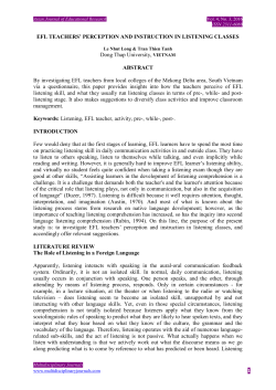EFL TEACHERS` PERCEPTION AND INSTRUCTION IN LISTENING