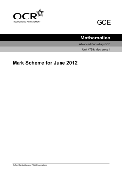 Mark scheme - Unit 4728 - Mechanics 1