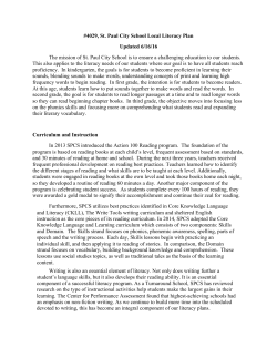 4029, St. Paul City School Local Literacy Plan Updated 6/16/16 The