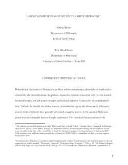 Locke`s Answer to Molyneux`s Thought Experiment