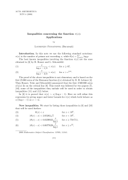 Inequalities concerning the function &pi;(x): Applications