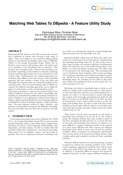 Matching Web Tables To DBpedia