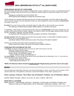 MLA Style Quick Guide - Memorial University Libraries