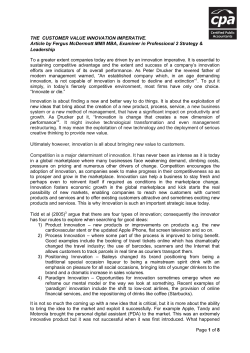 Page 1 of 8 THE CUSTOMER VALUE INNOVATION