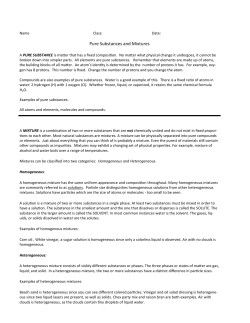 Pure Substances and Mixtures
