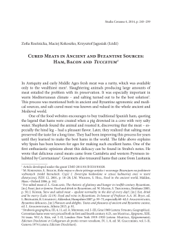 Cured Meats in Ancient and Byzantine Sources: Ham, Bacon