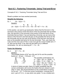 Section 6.3 Factoring Trinomials: Trial-and