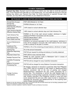 applicable fees and rates as of March 2017