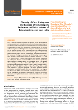 Diversity of Class 1 Integrons and Carriage of Trimethoprim