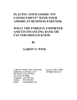 PLACING YOUR GOODS &ldquo;ON CONSIGNMENT&rdquo; WITH YOUR