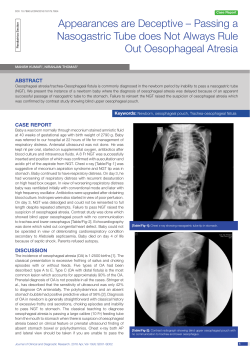 Appearances are Deceptive &ndash; Passing a Nasogastric Tube does Not