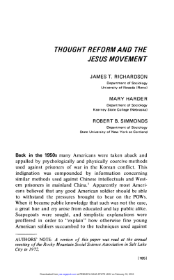 thought reform and the jesus mo vemen t