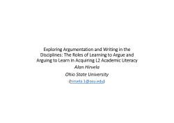 Exploring Argumentation and Writing in the Disciplines: The Roles of