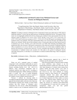 Antibacterial Activitiesof Lemon Grass Methanol Extract