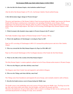 The European Middle Ages Study Guide
