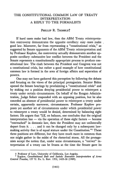 Constitutional Common Law of Treaty Interpretation