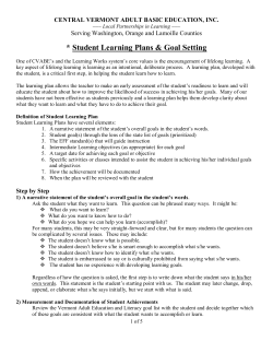 Student Learning Plans and Goal Setting