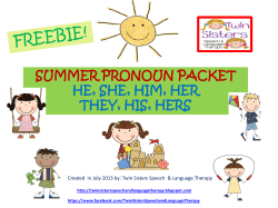 SUMMER PRONOUN PACKET HE, SHE, HIM, HER THEY, HIS, HERS