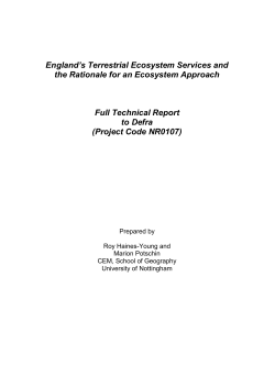 England`s Terrestrial Ecosystem Services and the Rationale for an