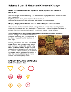Science 9 Unit B Matter and Chemical Change