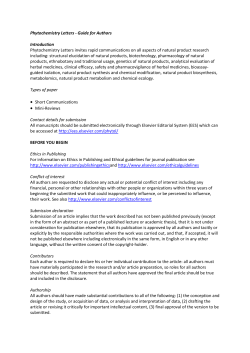 Phytochemistry Letters - Guide for Authors Introduction