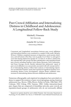 Peer Crowd Affiliation and Internalizing Distress in