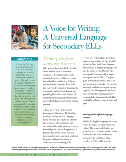 A Voice for Writing: A Universal Language for Secondary