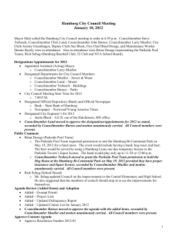 Hamburg City Council Meeting January 10, 2012
