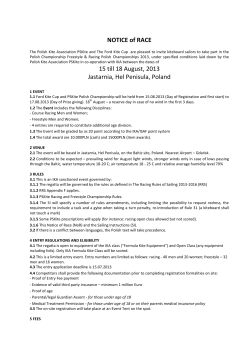 NOTICE of RACE 15 till 18 August, 2013