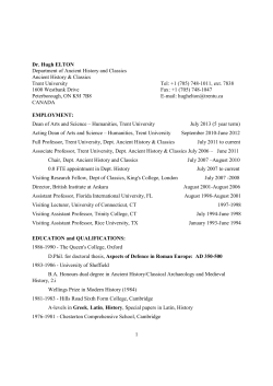 Hugh Elton`s CV - Trent University