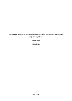 The economic efficiency of material adverse change - UvA-DARE
