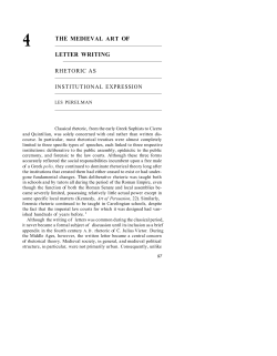 The Medieval Art of Letter Writing: Rhetoric As Institutional Expression